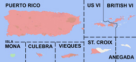 Range map of Eleutherodactylus antillensis